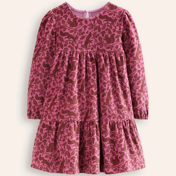 NWT Mini Boden Tiered Velour Dress